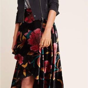Eva Franco Anthropologie asymmetrical velvet skirt